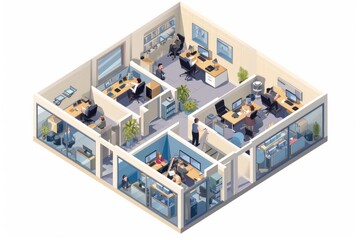 a group of people working in an office, Abstract representations of the human genome