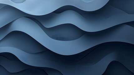 Fototapeta premium Dark blue paper waves abstract banner. Generative AI.