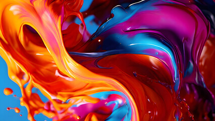 Obraz premium vibrant color mix background abstract wallpaper. This design features a dynamic blend of colorful paint strokes and splashes, creating a captivating and modern visual effect.