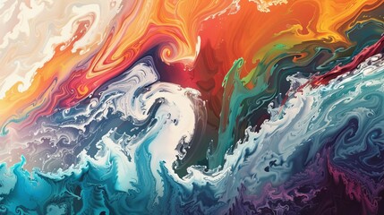 mesmerizing colorful waves crashing vibrant fluid art abstract digital illustration