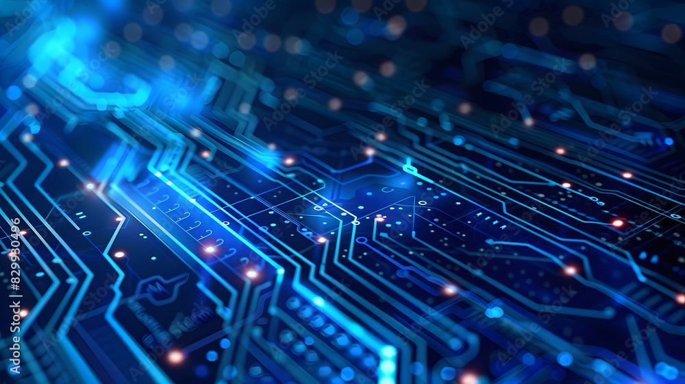 Poster digital electric tech circuit background. generative ai.