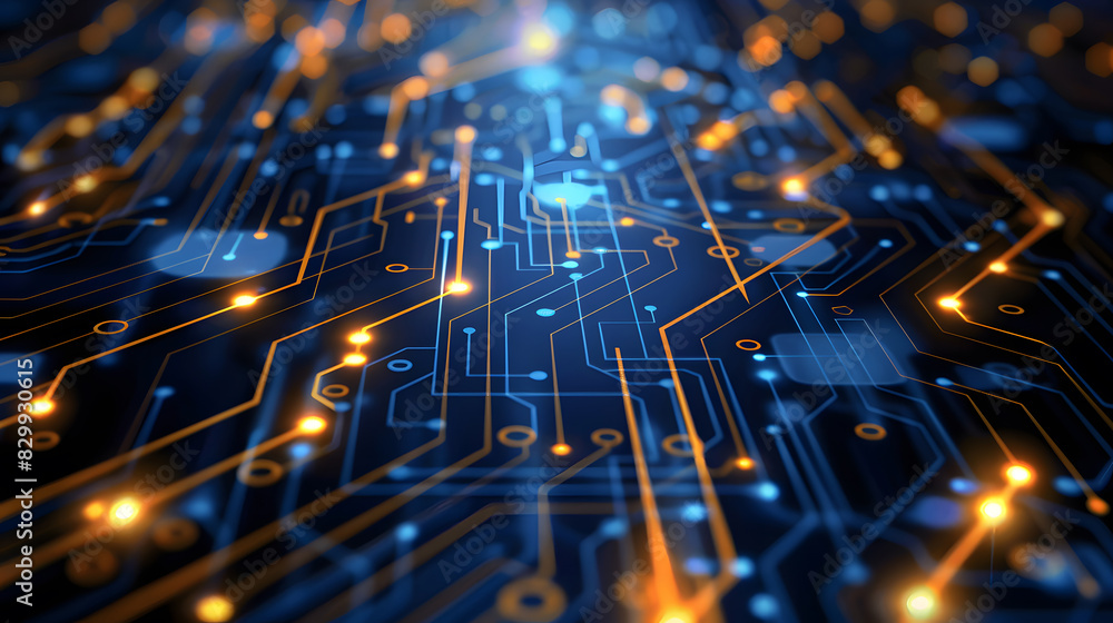 Poster digital electric tech circuit background. generative ai.
