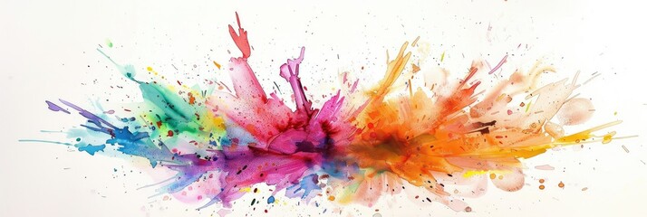 Abstract painting. Colorful paint splashes on white background.