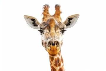 Elegant Giraffe Portrait Against a White Background