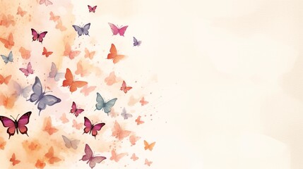 Watercolor Illustration of Colorful Butterflies in Flight