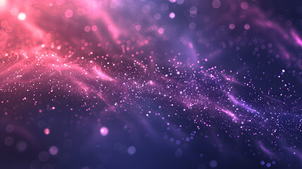 Fototapeta premium Empty cosmic background. Blurred dark violet sky abstract texture. Defocused pink light illustration. Magical space banner. Romantic styl. Generative AI.