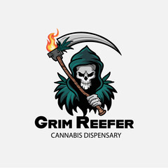 Grim Reefer Cannabis Marijuana Dispensary Logo Template