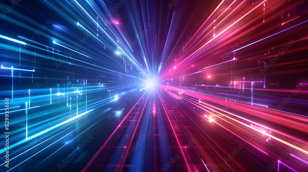 Aufkleber futuristic technology lines background with light effect. generative ai.