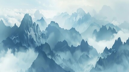 misty mountain landscape with fog and peaks ai generated artwork