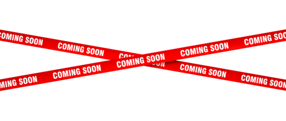 Coming soon tape on transparent background