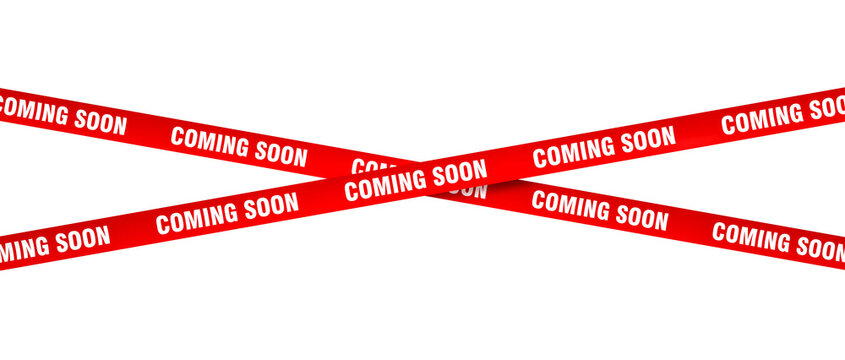 Coming soon tape on transparent background