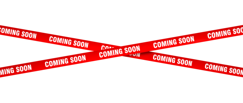 Coming soon tape on transparent background