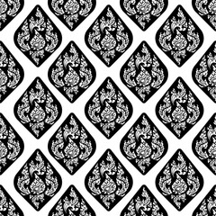 Thai Pattern black white background