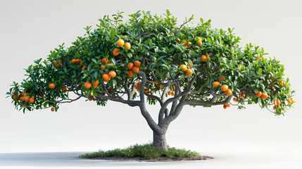 ripe mango tree 3d rendering of plant on white background