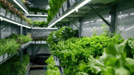 Vegetables grown in a hydroponic farm