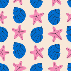 Seashells seamless pattern