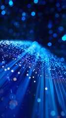 Blue light streak, fiber optic, speed line, futuristic background for 5g or 6g technology wireless data transmission, high-speed internet in abstract