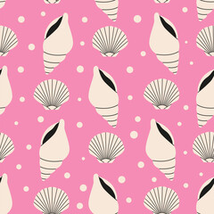 Seashells seamless pattern