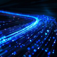 Blue light streak, fiber optic, speed line, futuristic background for 5g or 6g technology wireless data transmission, high-speed internet in abstract	

