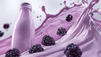 Blackberries yogurt, a splash of freshness on a white canvas