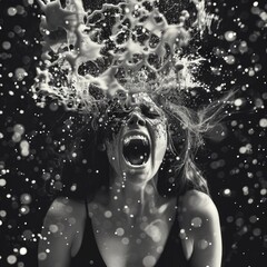 Fototapeta premium person explossion angry and depressed concept
