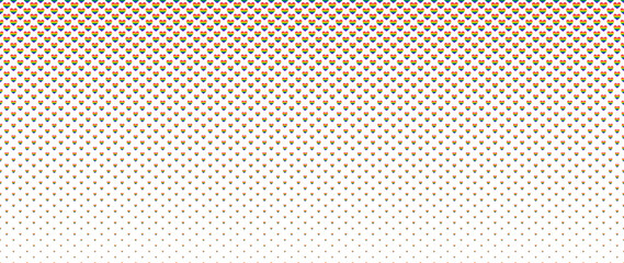 Blended  doodle pride heart on white for pattern and background, halftone effect, PRIDE month  background