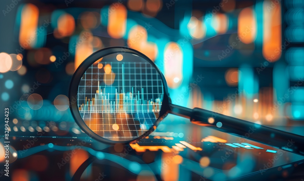 Poster dynamic financial data analytics and visualization interface showcasing digital market trends and st
