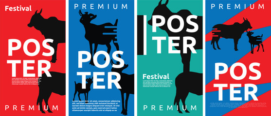 Set of Posters Featuring Cows and Goats