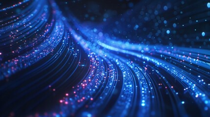 Blue light streak, fiber optic, speed line, futuristic background for 5g or 6g technology wireless data transmission, high-speed internet in abstract