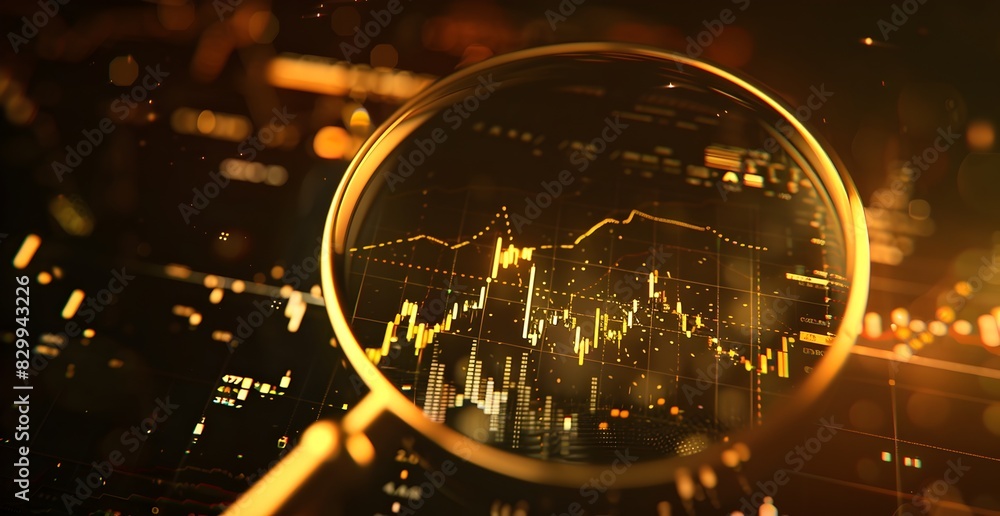 Poster dynamic market data visualization with dramatic fluctuating line chart