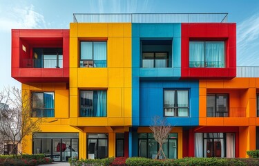 Obraz premium Brightly colored modern architecture created with Generative AI technology
