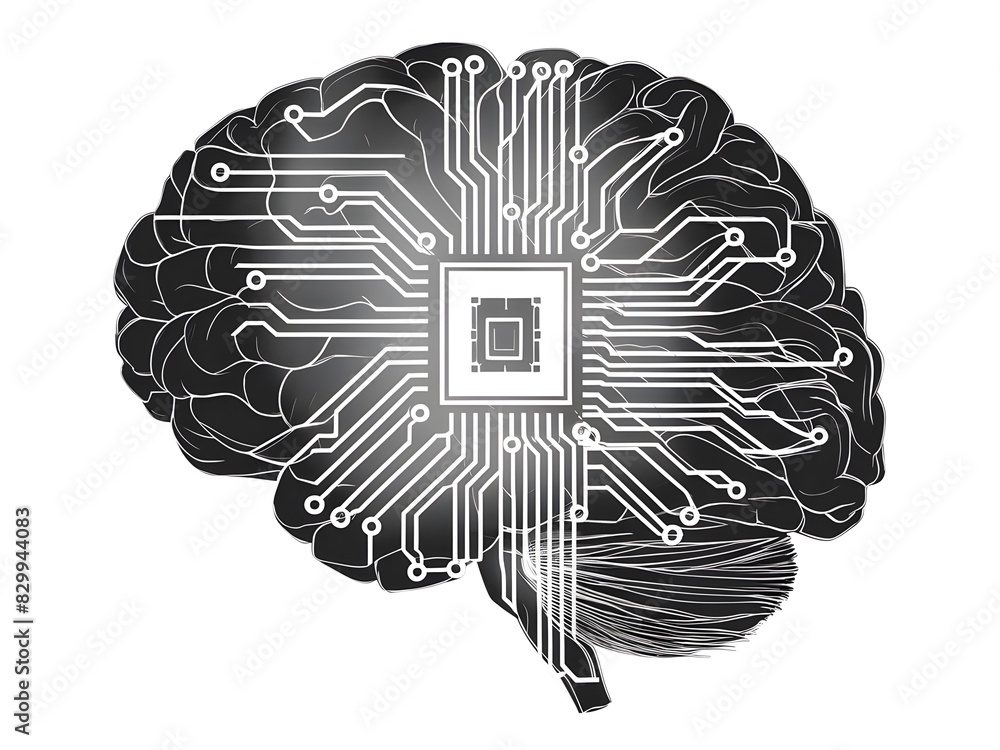 Poster neural pathways intertwined with technology in a detailed close-up shot