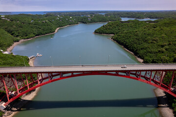 的矢湾大橋（ドローンによる空撮）