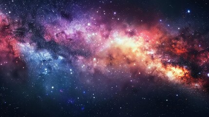 Naklejka premium mystical starry night sky with colorful nebula and distant galaxies aweinspiring cosmic panorama