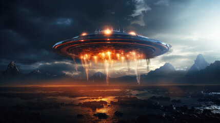 generated illustration UFO sighting in the sky