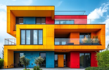 Fototapeta premium Brightly colored modern architecture created with Generative AI technology