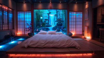 Serene Elegance: A Modern Japanese-Style Bedroom with Ultimate Comfort
