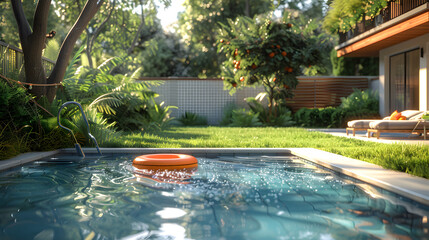 A Beautiful Summer Afternoon at a House with a Cool Pool