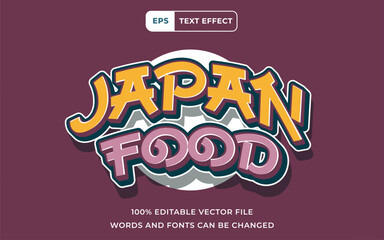 Editable Text effect Japan food 3D modern orange pink, perfect for banner food promotion design element