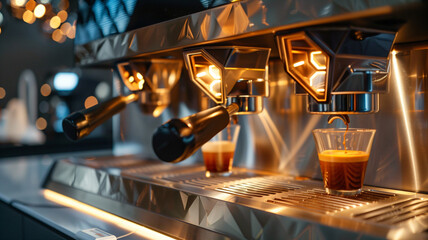 Futuristic coffee experience with high-tech espresso machine in modern cafe
