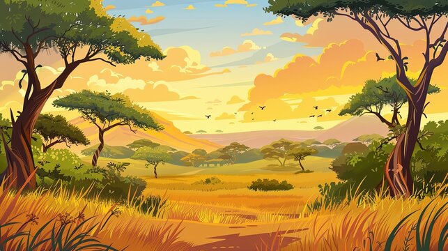 Cartoon jungle background for children UHD wallpaper