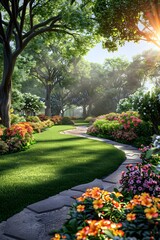 A winding garden path