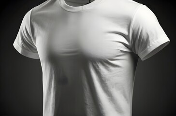White T shirt mockup cotton apparel, isolated with green leaves flower on background. Design plain Tshirt template, T-shirt business print presentation mock up Top view flat tee lay. 