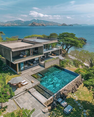 Modernist house in Indonesia with a view of Komodo