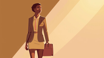 Illustration of a woman in a business suit with a briefcase