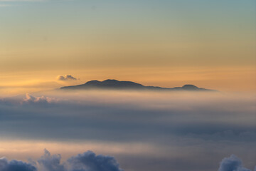 Impressive sunset view from the Irazu Volcano National Park in Costa Rica