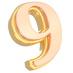 Number 9 Gold 3D 