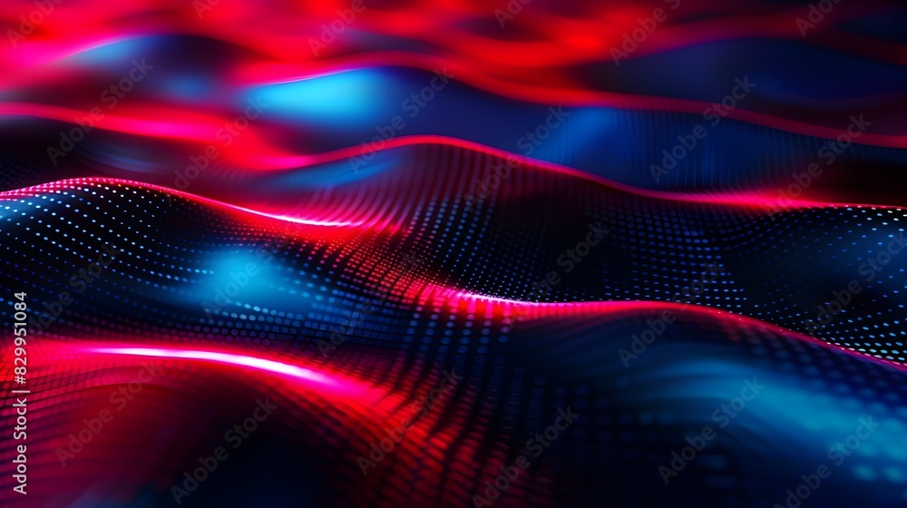 Poster mesmerizing digital waves of glowing energy and flowing vibrant fractals in abstract futuristic tech