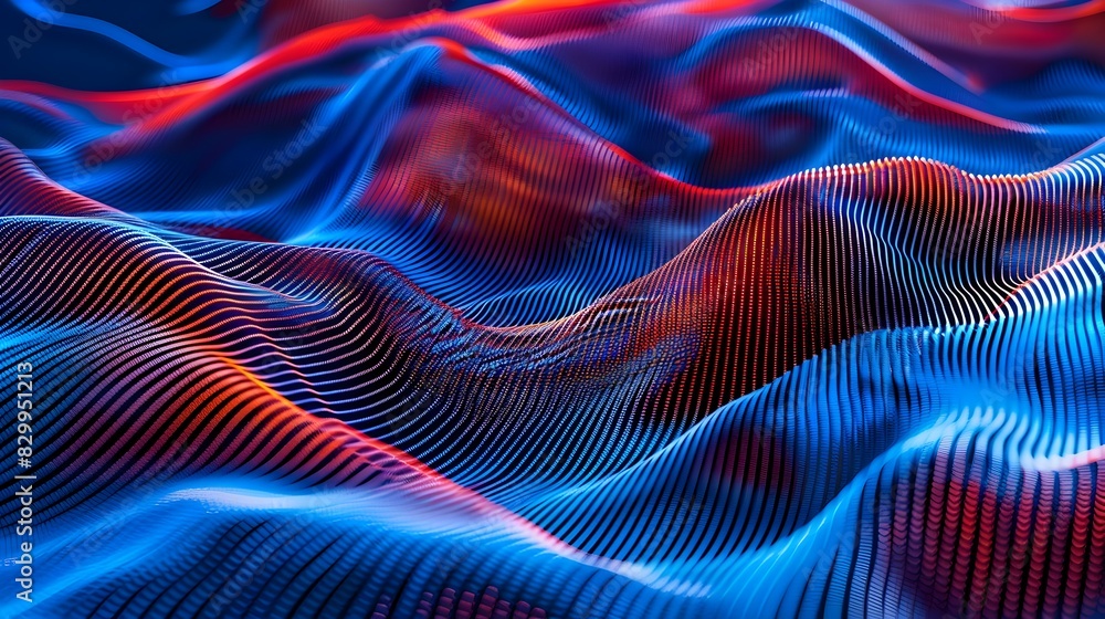 Poster dynamic waves of vibrant digital abstraction and flowing geometry