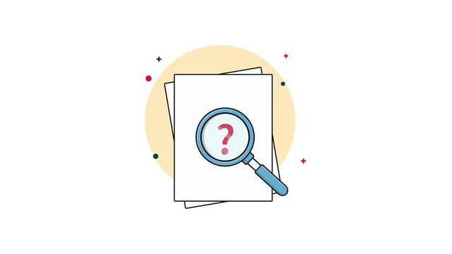 4k Investigating Question Mark with Magnifier Animation Video